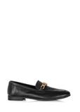 Women's black leather moccasins with chain BUTYD-0914-99(W25)