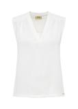 Cream sleeveless V-neck blouse for women BLUDT-0173-12(W24)