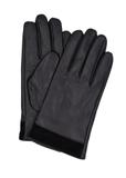 Men's black leather gloves REKMS-0090-99(Z26)