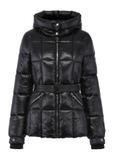 Black women's quilted jacket with belt KURDT-0539-99(Z24)