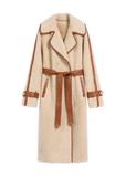 Beige women's fur coat with wool FUTDW-0035-80(Z25)