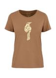 Women's camel colored t-shirt with oriole TSHDT-0124-24(W24)