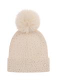 Cream women's cap with pom-pom CZADT-0165-12(Z23)