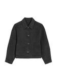 Short black women's coat with wool PLADT-0067-99(Z26)