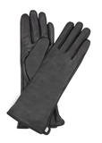Long black leather women's gloves REKDS-0082A-99(Z26)