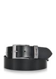 Men's black leather belt PASMS-0127A-99(Z26)