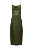 Khaki dress made of satin material SUKDT-0218-55(W25)