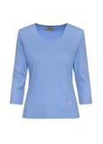 Women's blue V-neck blouse LSLDT-0036-62(Z24)