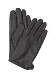 Men's navy blue leather gloves REKMS-0009-69(Z24)