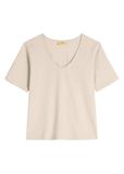 Light beige cotton women's T-shirt TSHDT-0151-1A(W26)