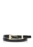 Thin black leather women's belt PASDS-0150C-99(Z24)