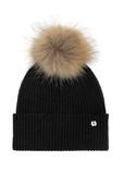Black woolen women's hat with pompom CZADT-0052A-99(Z25)