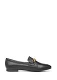 Women's black leather loafers with chain BUTYD-0914A-99(W26)