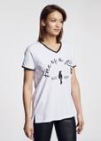 White Women's V-neck T-shirt TSHDT-0065-11(W21)