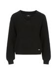 Black women's V-neck sweater SWEDT-0162-99(Z24)