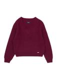 Burgundy V-neck women's sweater SWEDT-0162-49(Z25)