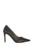 Black leather women's high heels BUTYD-1131A-99(W26)