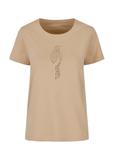 Women's beige T-shirt with decorative oriole TSHDT-0123-81(W24)