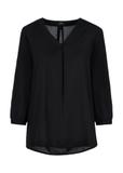 Women's black basic blouse BLUDT-0172-99(W24)