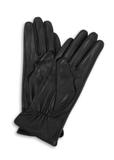 Black leather women's gloves REKDS-0100-99(Z25)