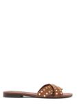 Camel leather women's slides with rhinestones BUTYD-1226-1D(W26)