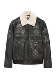 Men's black leather pilot jacket KURMS-0214A-5365(Z25)