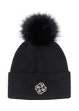 Black women's cap with pompom CZADT-0153-99(Z23)