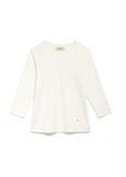 Cream women's V neck blouse LSLDT-0036-12(Z25)