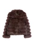 Brown women's fur coat with collar FUTDF-0100-1H(Z26)