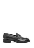 Black leather women's loafers with logo BUTYD-1199-99(Z26)