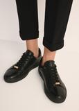 Black leather women's sneakers BUTYD-1068-99(Z25)