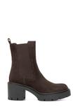 Dark brown suede women's high-heeled ankle boots BUTYD-1094-1I(Z26)