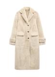 Beige long women's fur coat FUTDP-0080-1B(Z26)