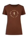 Brown Women's T-shirt with applique TSHDT-0071A-82(Z23)