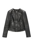 Black short women's leather jacket KURDS-0294-99(KS)
