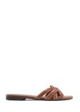 Camel leather women's flip-flops with braid BUTYD-1222-1D(W26)