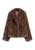 Brown short women's fur coat FUTDP-0058-1H(Z26)