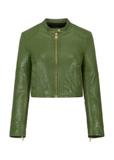 Women's green leather jacket KURDS-0321A-1292(W24)