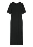 Black cotton midi dress SUKDT-0256-99(W26)