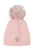 Pink women's cap with pompom CZADT-0153-34(Z23)