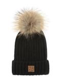 Black women's cap with pompom CZADT-0066-99(Z24)