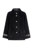 Women's wool fur coat in black FUTDW-0032-99(Z25)