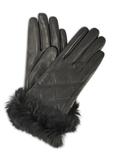 Women's leather gloves with rabbit fur REKDS-0071A-99(Z25)