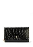 Black leather women's croco wallet PORES-0956-99(W25)