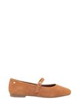 Cognac suede ballet flats with belt BUTYD-1145-1F(Z26)