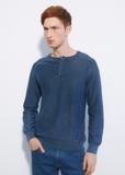Blue men's sweater with buttons SWEMT-0130-69(W23)