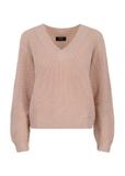 Light pink women's V neck sweater SWEDT-0162-33(Z23)