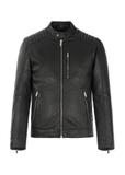 Men's leather jacket with stand-up collar KURMS-0191-5491(KS)