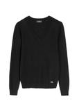 Black sweater with V-neck SWEDT-0201-99(W26)