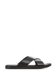 Men's black leather flip-flops BUTYM-0536-99(W26)